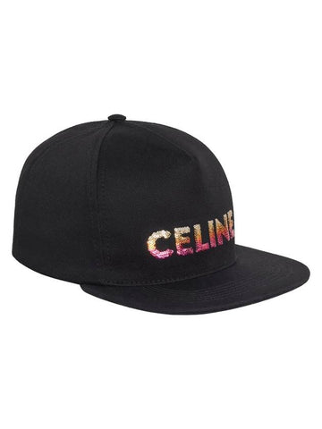 Gradient sequin logo embroidery snapback black - CELINE - BALAAN 1