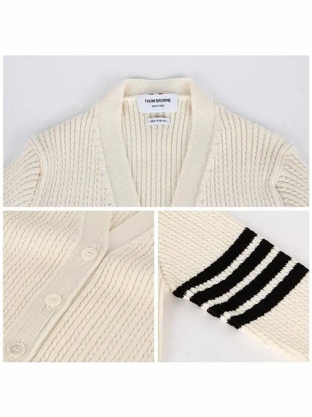 4 Bar Cable Wool Crop Cardigan Ivory - THOM BROWNE - BALAAN 6