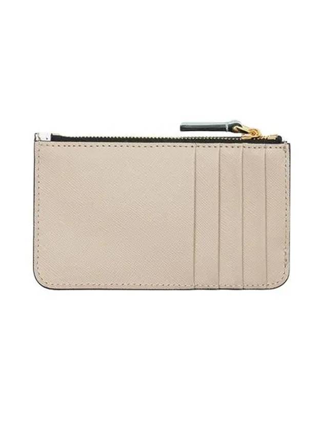 Saffiano Two-Tone Zipper Card Wallet Lime Stone Tea Green - MARNI - BALAAN 3