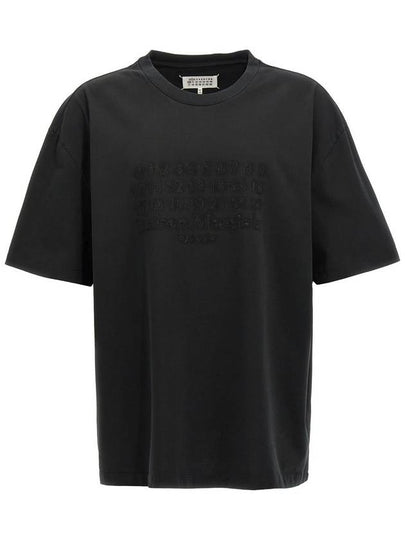 Embroidered Logo Cotton Short Sleeve T-Shirt Black - MAISON MARGIELA - BALAAN 2