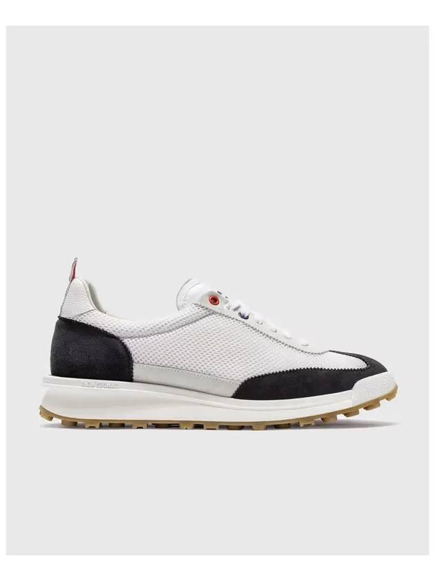 Fine Kid Suede Tech Runner Sneaker Navy - THOM BROWNE - BALAAN 3