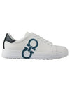 Number Gancini Low Top Sneakers White Mediterranean Blue - SALVATORE FERRAGAMO - BALAAN 2