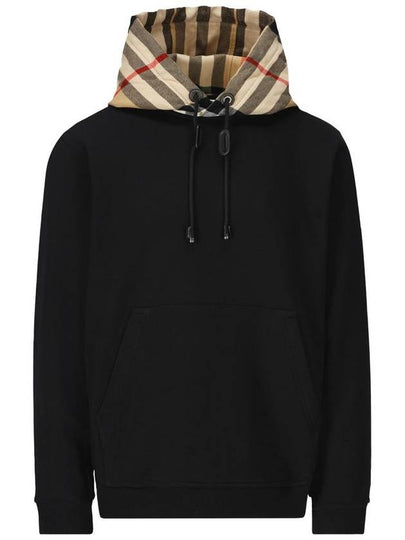 Check Hood Cotton Hoodie Black - BURBERRY - BALAAN 2