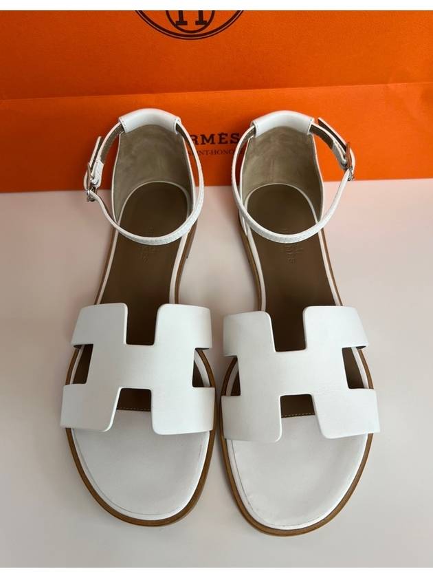 Santorini Calfskin Sandals Blanc - HERMES - BALAAN 3