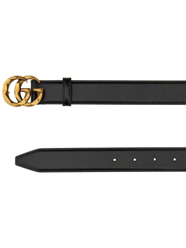 GG Marmont Leather Belt Black - GUCCI - BALAAN 3