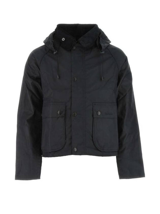 Speydale Wax Zip Up Hoodie Navy - BARBOUR - BALAAN 1