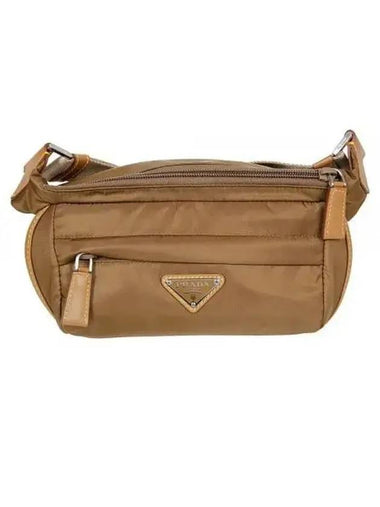 Triangle Logo Re-Nylon Belted Bag Cork Beige - PRADA - BALAAN 1