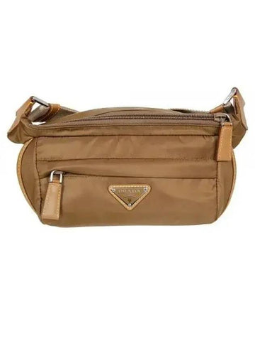 Triangle Logo Re-Nylon Belted Bag Cork Beige - PRADA - BALAAN 1