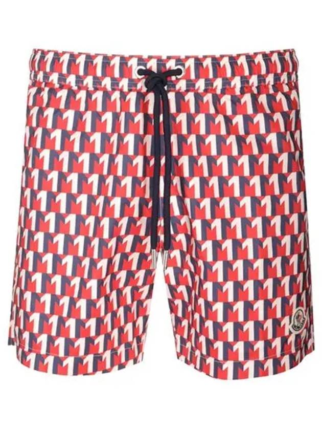 Logo Patch Arrow Printing Swim Shorts Red Men's Pants 2C00001 597DA S74 - MONCLER - BALAAN 1