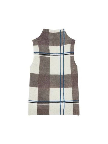 Women s Check Pattern High Neck Vest Light Brown 271096 - PAUL SMITH - BALAAN 1