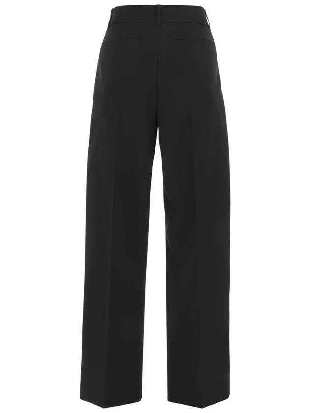 Women's Front Slit Wool Straight Pants Black - BURBERRY - BALAAN 3