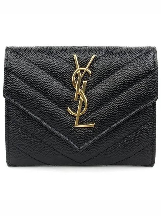 Monogram Envelope Small Half Wallet Black Gold - SAINT LAURENT - BALAAN 2