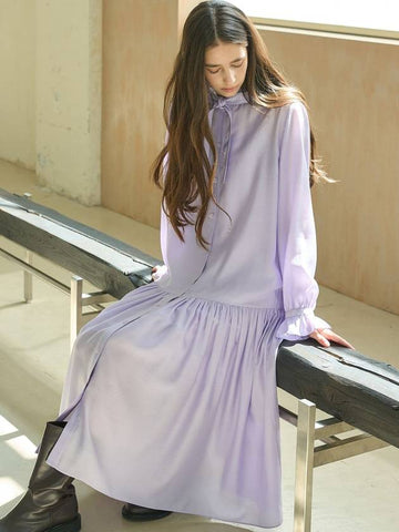 Frill ribbon tiered dress Lavender - MITTE - BALAAN 1