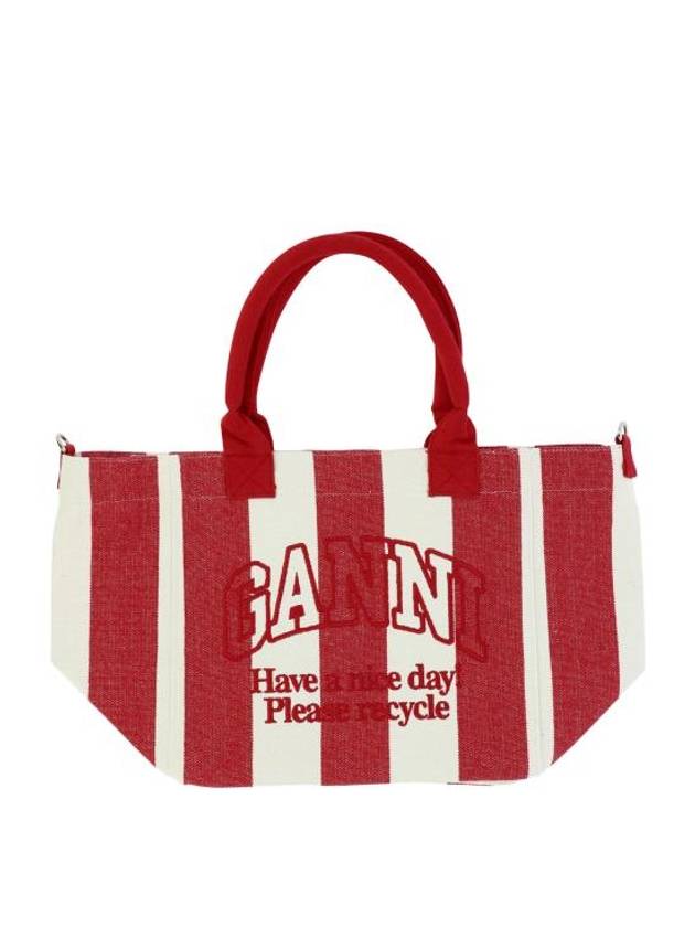 Easy Shopper Stripes Tote Bag Red - GANNI - BALAAN 1