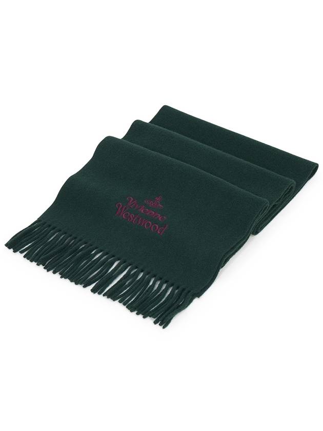 Logo Wool Fringe Muffler Anthracite Green - VIVIENNE WESTWOOD - BALAAN 3