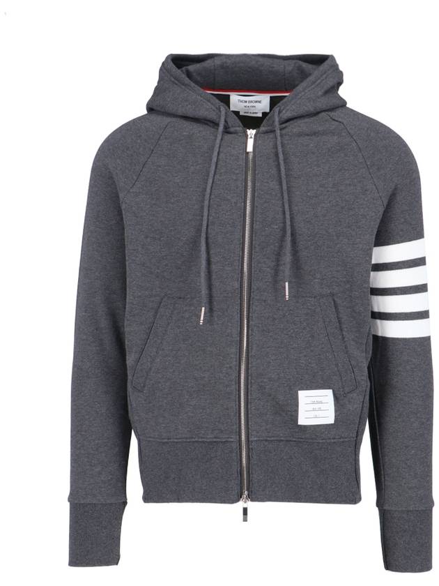 Engineered 4 Bar Diagonal Zip Up Hoodie Dark Grey - THOM BROWNE - BALAAN 2