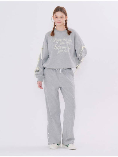 Ribbon Sweatshirt Button Pants Two Piece Set - METAPHER - BALAAN 2