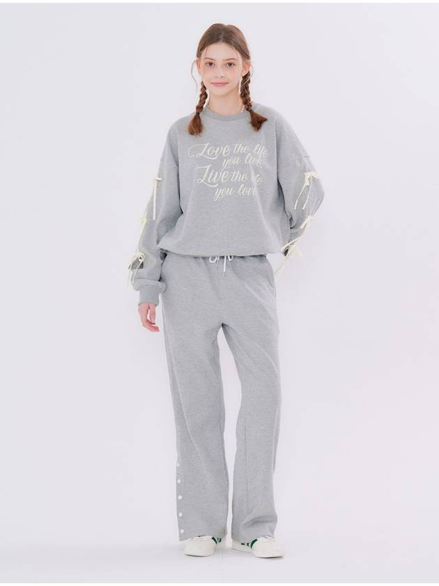 Ribbon Sweatshirt Button Pants Two Piece Set - METAPHER - BALAAN 1