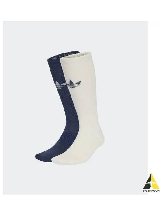 adidas Trefoil Premium Crew Socks 2P Navy White IX7613 - ADIDAS - BALAAN 1