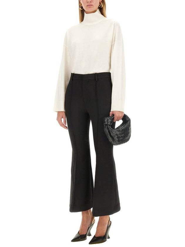 Veneta Flare High Waist Pants Black - BOTTEGA VENETA - BALAAN 3