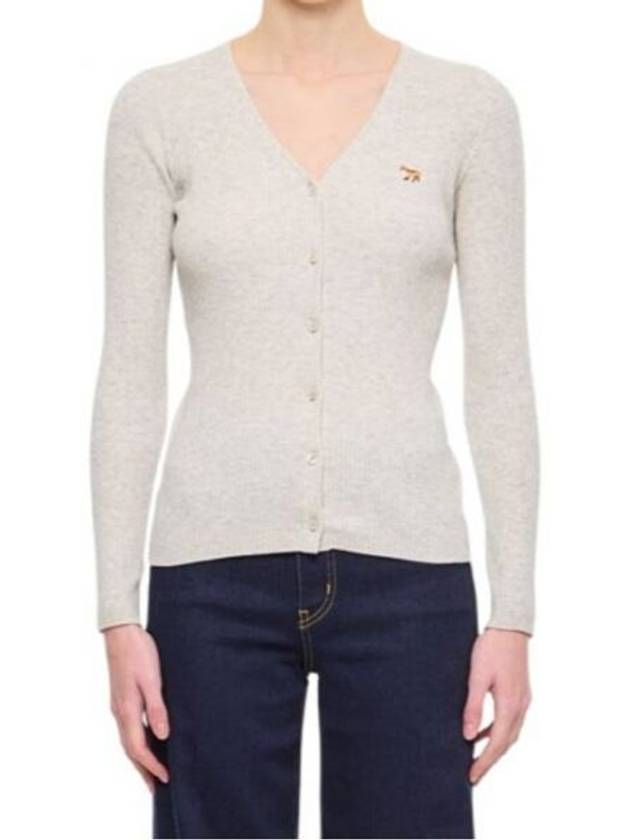 Baby Fox Patch Fine Ribbed Cardigan Grey Melange - MAISON KITSUNE - BALAAN 2