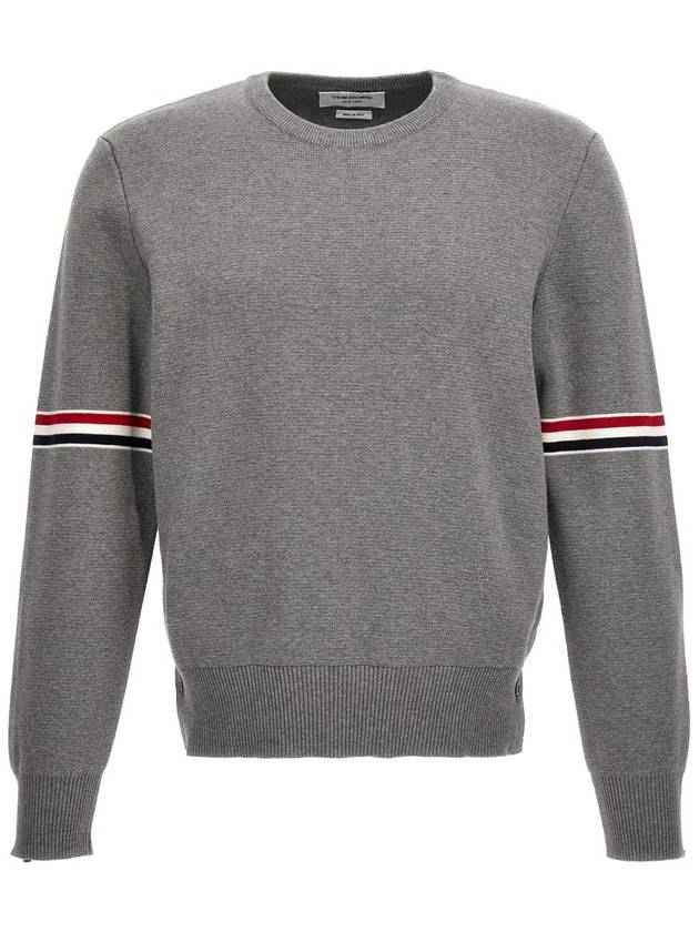 Men's Milan Stitch Armband Crew Neck Knit Top Light Grey - THOM BROWNE - BALAAN 2