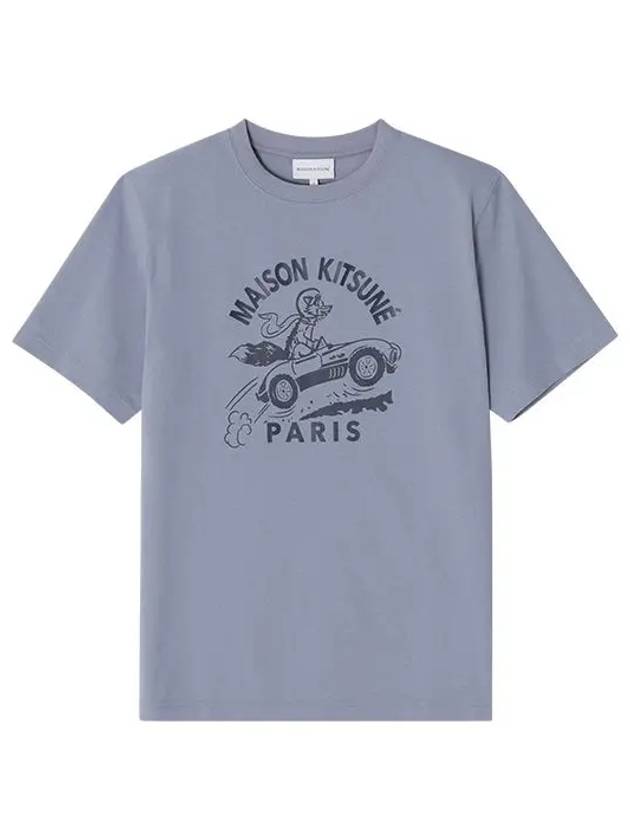 Racing Fox Short Sleeve T-Shirt Light Blue - MAISON KITSUNE - BALAAN 4