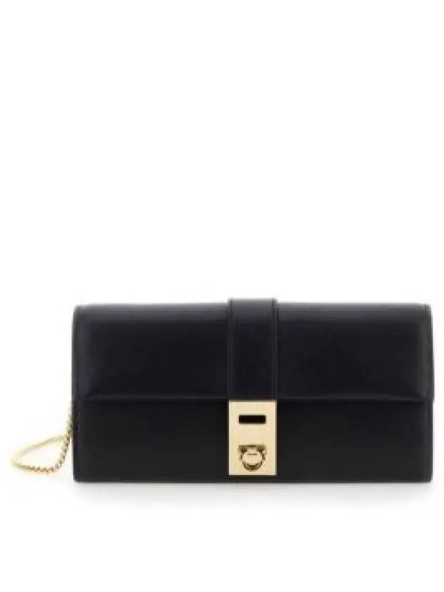 Hug Shoulder Chain Long Wallet Black - SALVATORE FERRAGAMO - BALAAN 2