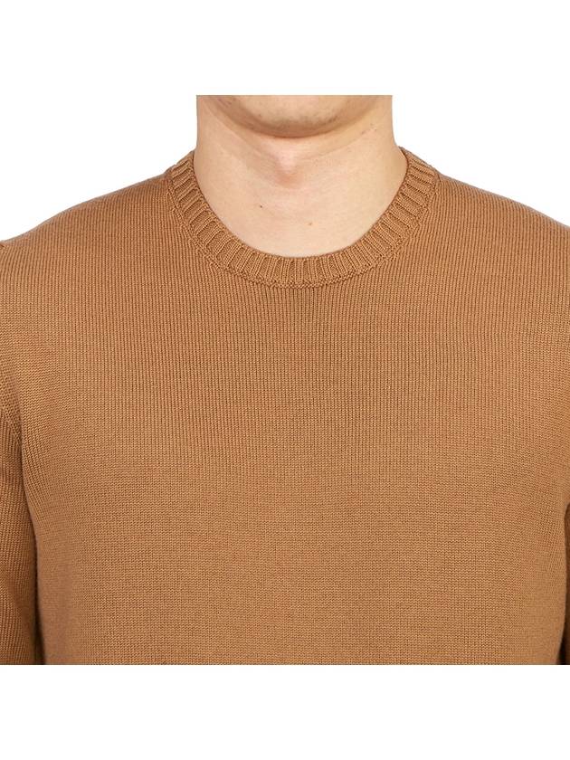 Crew Neck Wool Knit Top Brown - DRUMOHR - BALAAN 7