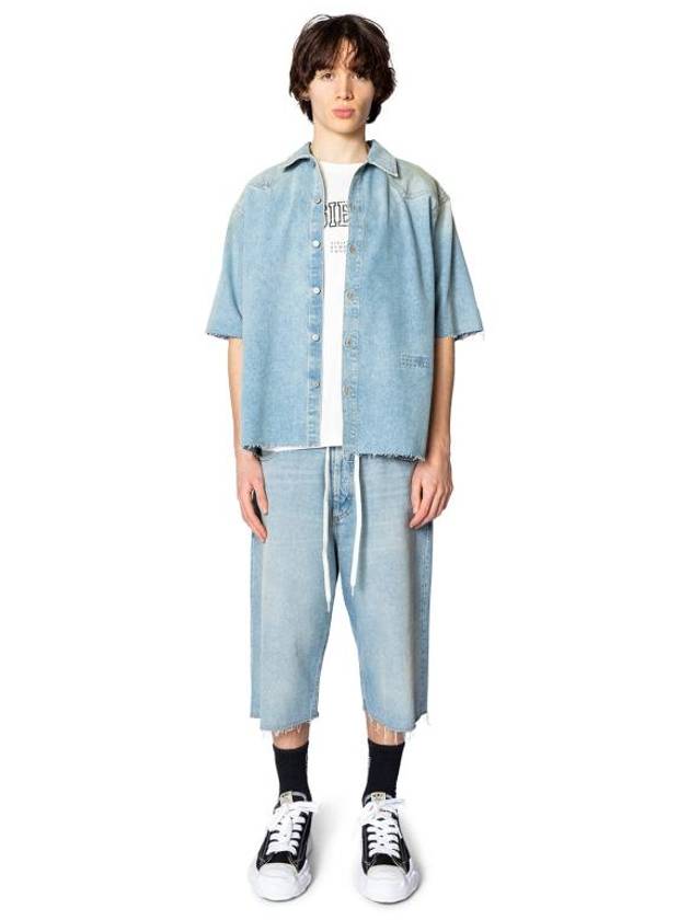 Denim Short Sleeve T-Shirt Blue - MAISON MARGIELA - BALAAN 5