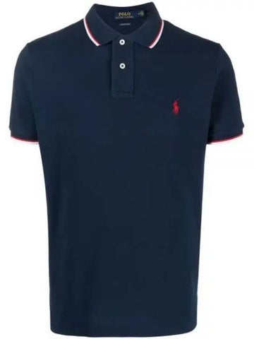 Custom slim fit pony logo embroidered short sleeve collar 710842621003 - POLO RALPH LAUREN - BALAAN 1