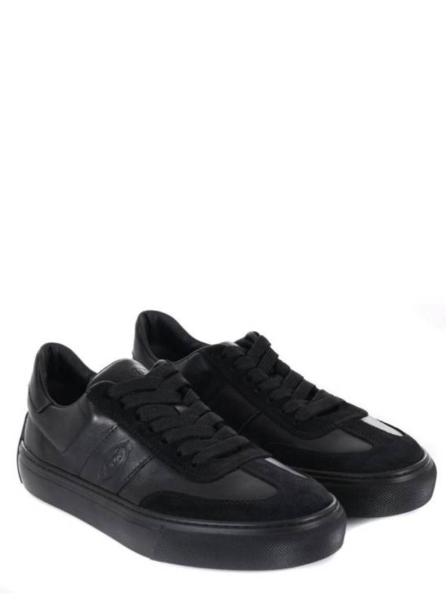 Round Toe Leather Low Top Sneakers Black - TOD'S - BALAAN 3