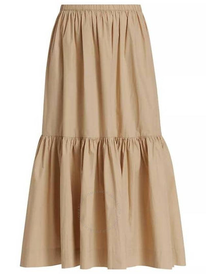 Cotton Poplin Maxi Flounce Long A-Line Skirt Beige - GANNI - BALAAN 2