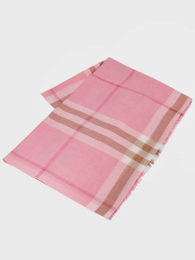 Check Wool Silk Muffler Pink - BURBERRY - BALAAN.