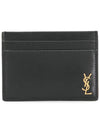 Tiny Monogram Shiny Leather Card Case Black - SAINT LAURENT - BALAAN 2