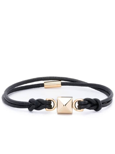 Rockstud Leather Bracelet Black - VALENTINO - BALAAN 2