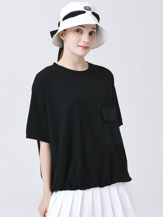 Round Pocket Decoration Loose Fit Black Short Sleeve Hem String T-shirt DO3242TS004 1 - DOYOUKNOWMC GOLF WEAR - BALAAN 4