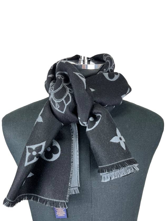 Essential Monogram Wool Scarf Black - LOUIS VUITTON - BALAAN 4