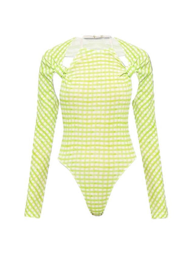 Noddy Cut Out Halterneck Check Bodysuit Green - JACQUEMUS - BALAAN 1