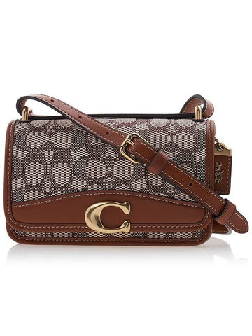 Signature jacquard shoulder bag CD726 COCOA BURNISHED AMB - COACH - BALAAN 1