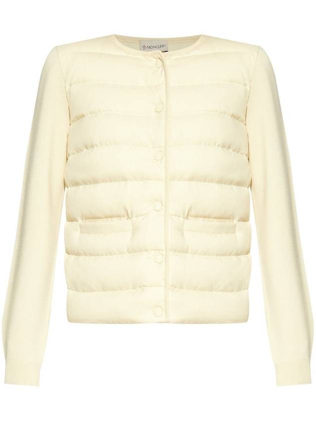 Logo Patch Mix Padded Wool Zip-Up Cardigan White - MONCLER - BALAAN 1