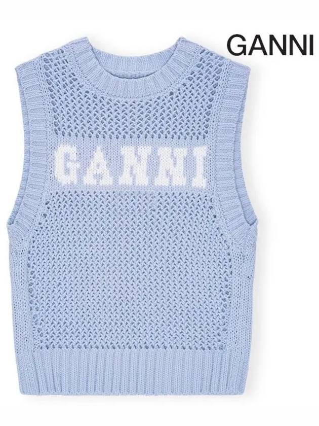 Cotton Rope Vest Poder Blue - GANNI - BALAAN 3