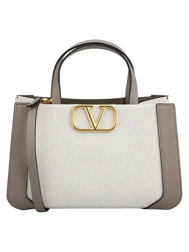 V Logo Signature Tote Bag Grey Ivory - VALENTINO - BALAAN 2