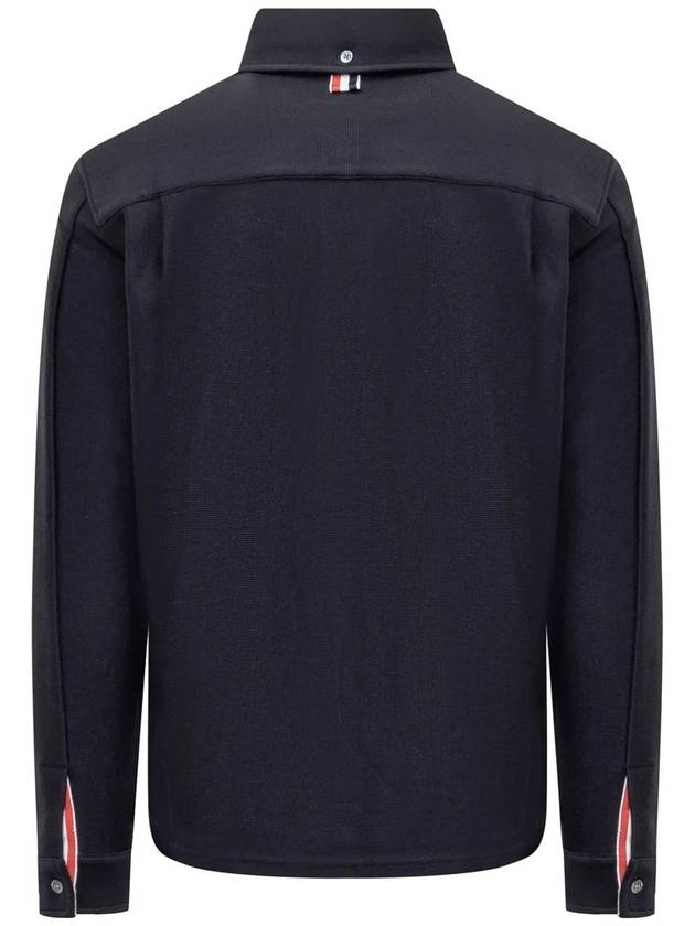 Double Face Knit Long Sleeve Shirt Navy - THOM BROWNE - BALAAN 3