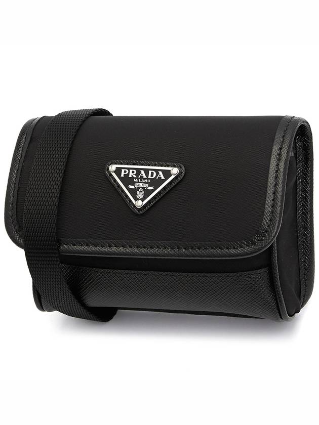 Triangle Logo Mini Re-Nylon Cross Bag Black - PRADA - BALAAN 3