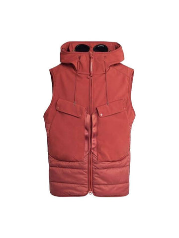 Shell R Mix Goggle Hooded Padded Vest Red - CP COMPANY - BALAAN 1