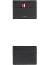 Pebble Grain Leather Stripe Note Compartment Card Wallet Black - THOM BROWNE - BALAAN 4