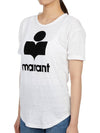 Koldi Logo Linen Short Sleeve T-Shirt White - ISABEL MARANT ETOILE - BALAAN 3