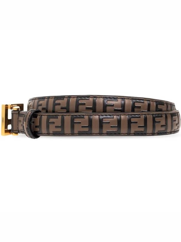 FF Square Stud Buckle Leather Belt Brown - FENDI - BALAAN 4