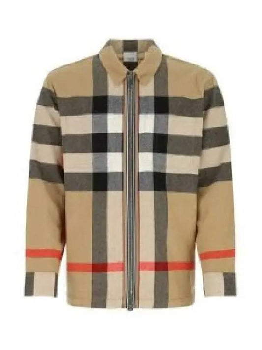 ExaGGerated Check Wool Cotton Overshirt Jacket Archive Beige - BURBERRY - BALAAN 2